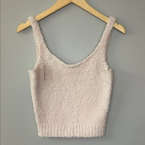 NWT SKIMS Cozy Knit Tank Cropped Camisole Size S/M Small/Medium. Pale Pink - Picture 1 of 7